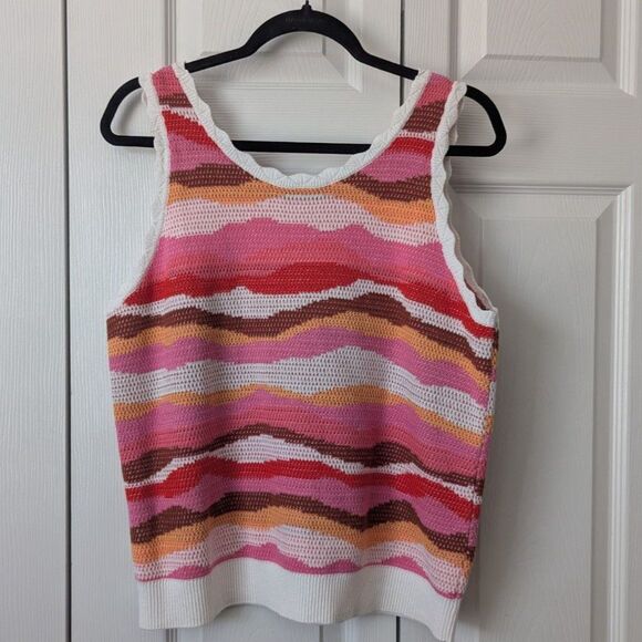 LOFT Wavy Stripe Scoop Neck Sweater Tank | Women’s Medium - Picture 4 of 5